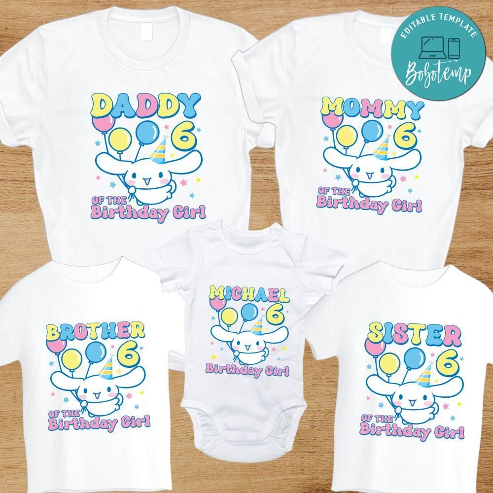 Cinnamoroll Family Birthday Vacation PNG file template Createpartylabels