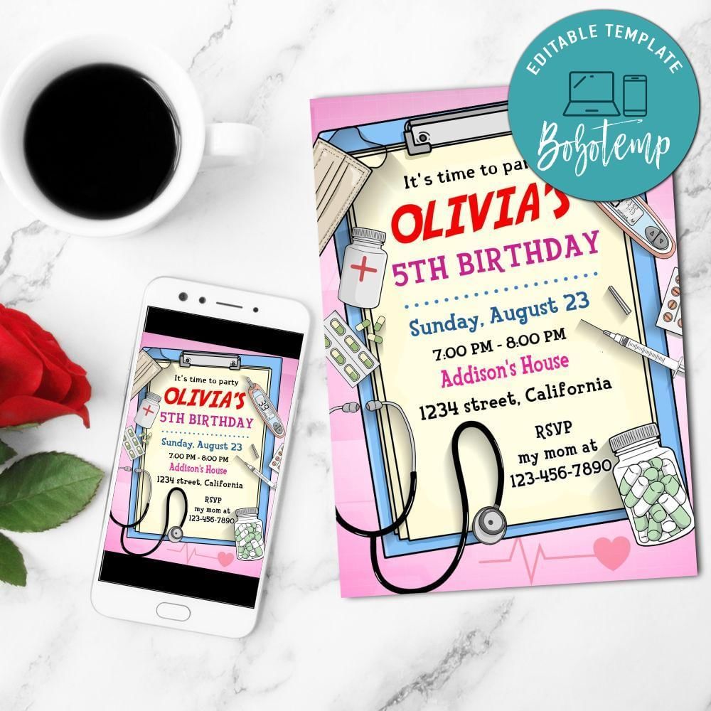 Nursing Mobile Invite Customizable Template Instant Download