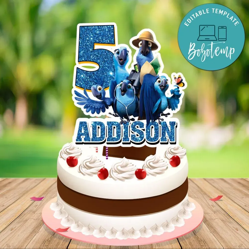 Rio Birthday Cake Topper Template Printable | Bobotemp Shop