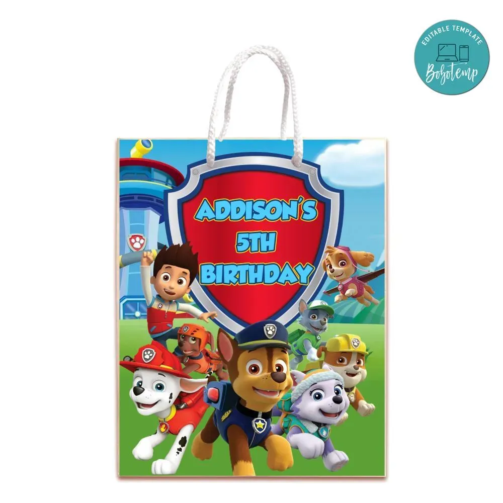 Paw Patrol Gift Bag Label Template Printable DIY | Bobotemp