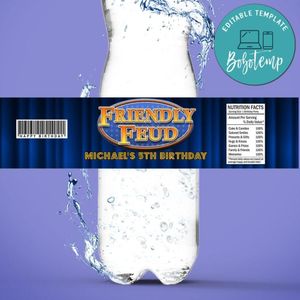 Friendly Feud Birthday Water Bottle Label Template To Print At Home Instant Download