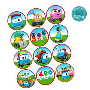 Leo The Truck Cupcake Toppers Template Printable Instant Download