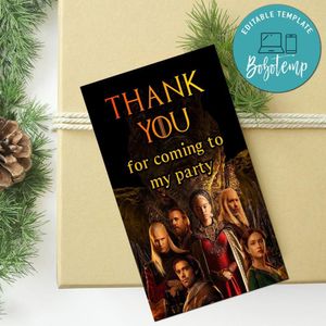 House Of The Dragon Thank You Tag Customizable Template To Print At Home Instant Download
