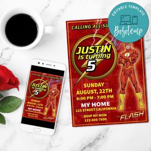 Flash Birthday Flyer Customizable Template to Print at Home Instant Download