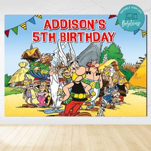 Asterix And Obelix Birthday Backdrop Digital File Template Instant Download