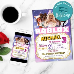 African Roblox Birthday Party, Roblox Girl, Roblox Birthday, Roblox Party Mobile Invite Customizable Template Instant Download