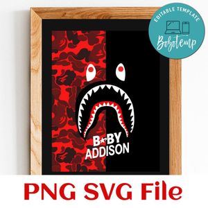 Bape Shark custom name Customer request PNG file template