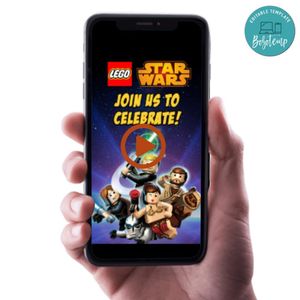 Lego star wars Video Invitation Digital Template Customizable Instant Download