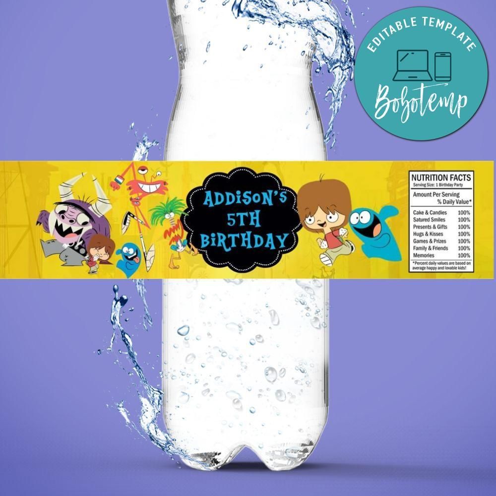 Foster's home Birthday Water Bottle Label Template to Print at Home Instant Download