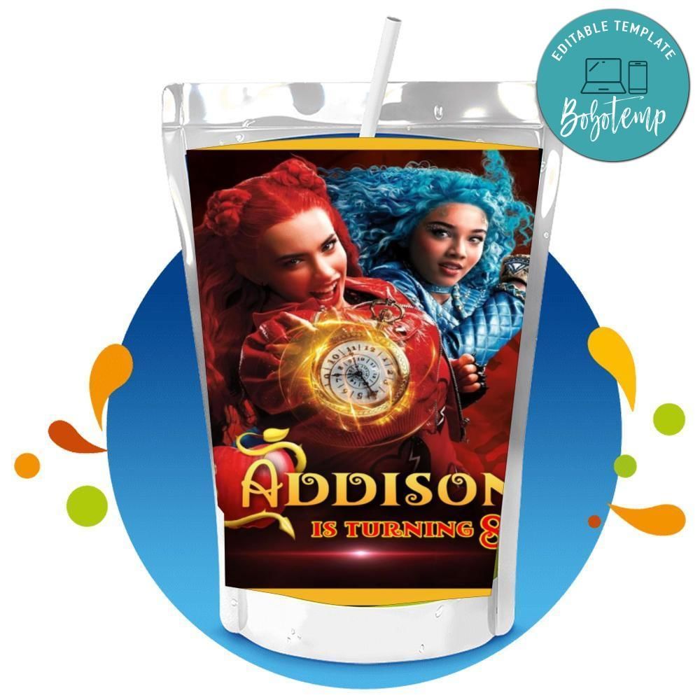 Descendants rise of the red Capri Sun Birthday Label Digital File Printable Instant Download