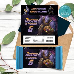 Thanos Candy bar Label Customizable Template Instant Download