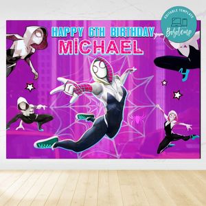 Gwen Birthday Backdrop Digital File Template Instant Download