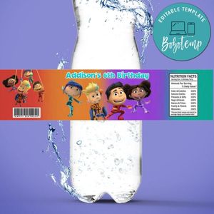 Team zenko go Birthday Water Bottle Label Template to Print at Home Instant Download