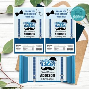 Little man Rice Krispies Treats Template Printable Instant Download