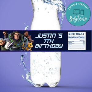 Lightyear Birthday Water Bottle Label Template to Print at Home Instant Download