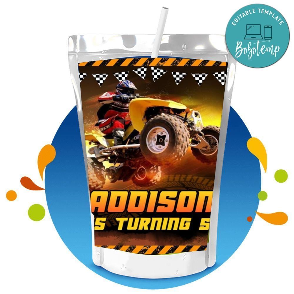 ATV Capri Sun Birthday Label Digital File Printable Instant Download