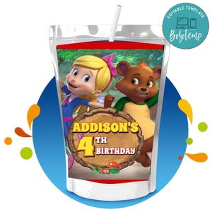 Goldie and Bear Capri Sun Birthday Labels Digital File Printable Instant Download