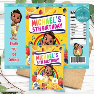 Nina Cocomelon Birthday Party Fruit Snack Bag Digital File Printable Instant Download