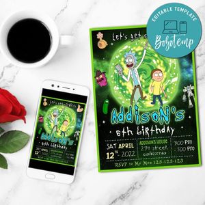 Rick And Morty Mobile Invite Customizable Template Instant Download
