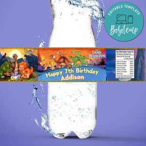Land before Time Birthday Water Bottle Label Template to Print at Home Instant Download