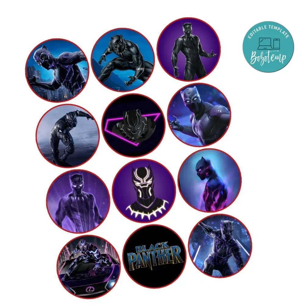 Black Panther Cupcake Toppers Template Printable Instant Download ...