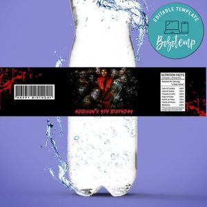 Michael Jackson Thriller Birthday Water Bottle Label Template To Print At Home Instant Download
