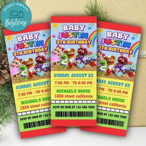 Muppet Babies Ticket Invitation Customizable Template Instant Download