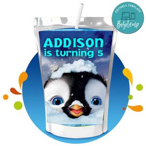 Happy Feet Capri Sun Birthday Labels Digital File Printable Instant Download