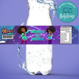 Karma's world Birthday Water Bottle Label Template to Print at Home Instant Download