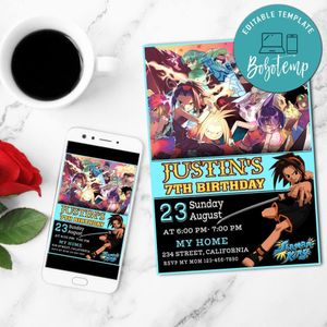 Shaman king Birthday Flyer Customizable Template to Print at Home Instant Download