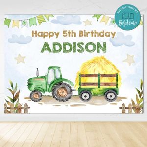 Tractor Birthday Backdrop Digital File Template Instant Download