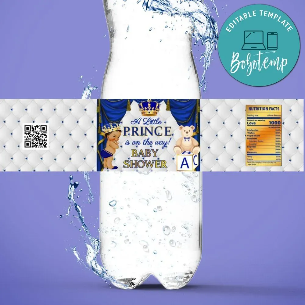 Little Prince Royal Birthday Water Bottle Label Template Bobotemp
