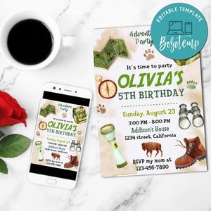 Adventure Birthday Mobile Invite Customizable Template Instant Download