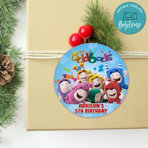 Oddbods Circle Sticker Template Customizable to Print at Home Instant Download