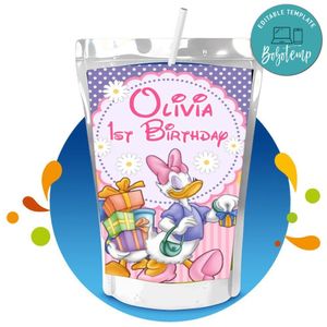 Daisy Duck Capri Sun Birthday Labels Digital File Printable Instant Download