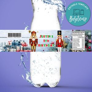 Christmas Nutcracker Birthday Water Bottle Label Template To Print At Home Instant Download