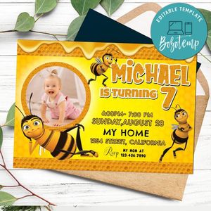 Bee movie Birthday Flyer Customizable Template to Print at Home Instant Download
