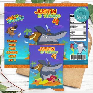 Zig & Sharko Birthday Honey Buns Snack Bag Label Customizable Instant Download
