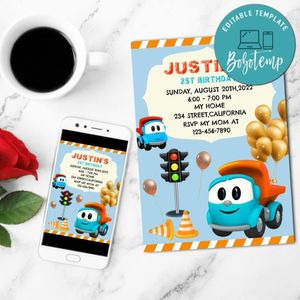 Leo The Truck Mobile Invite Customizable Template Instant Download