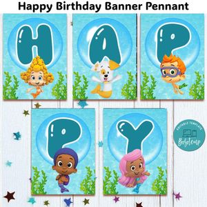 Bubble Guppies Banner Pennant Digital File Template Instant Download