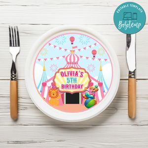 Pink Carn Birthday Plate Template Customizable To Print At Home Instant Download