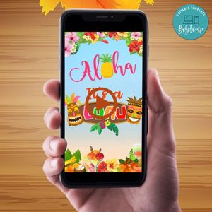 Luau party Video Invitation Digital Template Customizable Instant Download