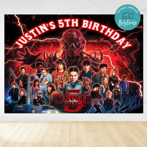 Stranger Things 5 The Final Birthday Backdrop Digital File Template Instant Download