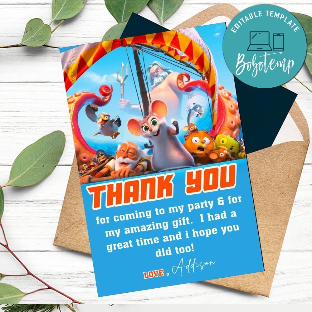 Epic Tails Thank You Card Customizable Template To Print At Home Instant Download