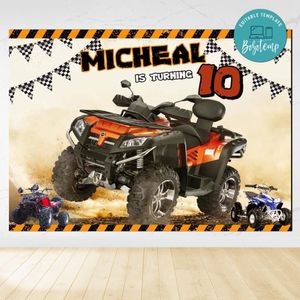 Four Wheeler Birthday Backdrop Digital File Template Instant Download