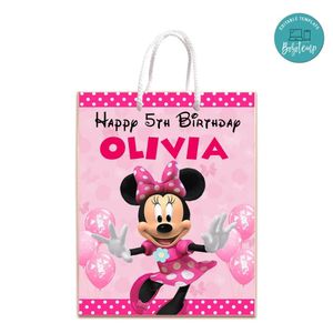 Minnie Mouse Gift Bag Label Template Printable Instant Download