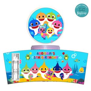 Baby Shark Cotton Candy Label Template To Print At Home Instant Download