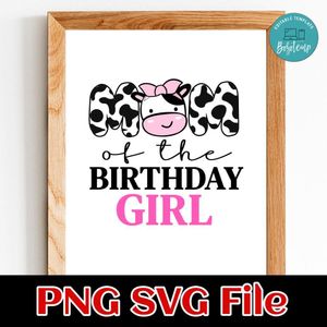 Cow Birthday Girl PNG file template
