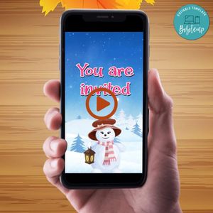 Winter Onederland Girl Birthday Video Invitation Digital Template Customizable Instant Download