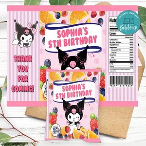 Kuromi Birthday Party Fruit Snack Bag Digital File Printable Instant Download